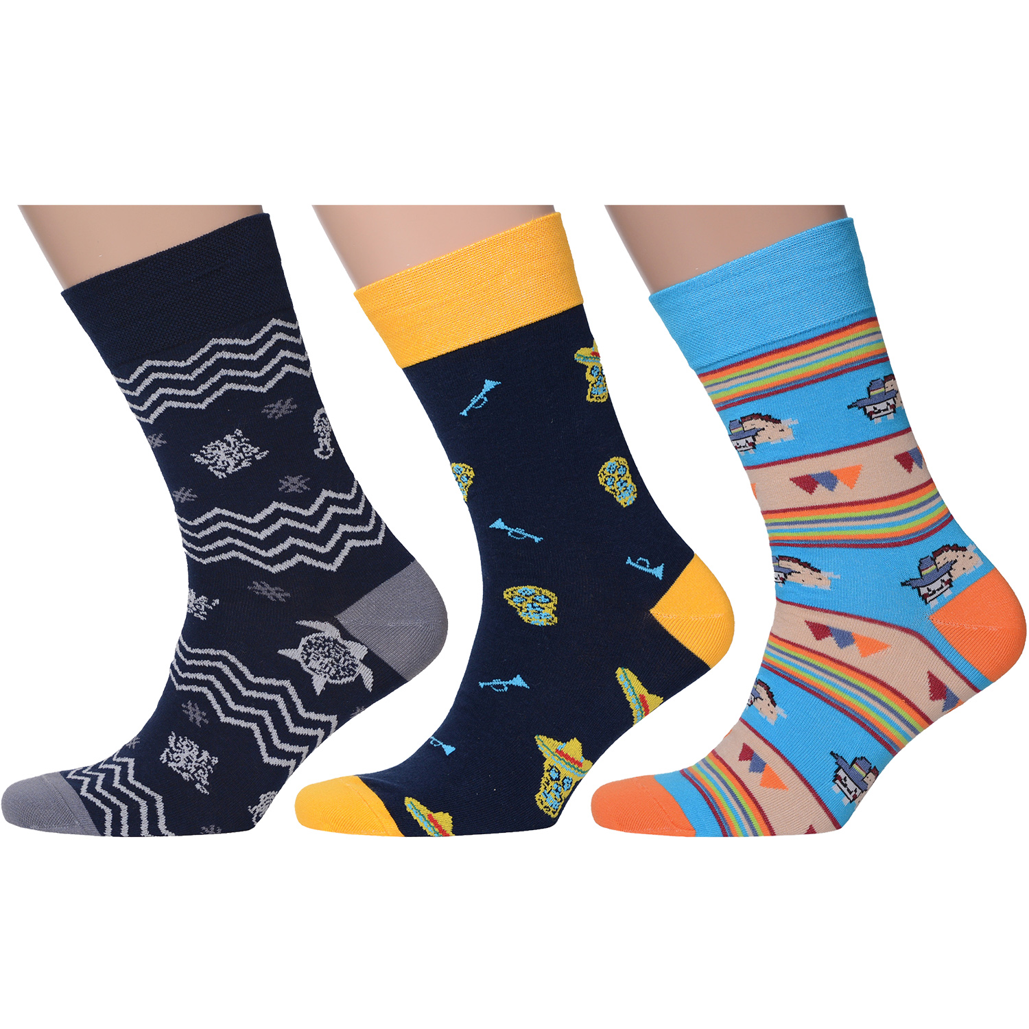 фото Комплект носков мужских moscowsocksclub msk3-м24 синих; голубых; желтых 25