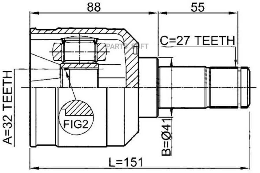 

Шрус Mitsubishi Lancer X/Asx/Grandis 1.6-2.4 03- Внутр. JIKIU арт. JC23064