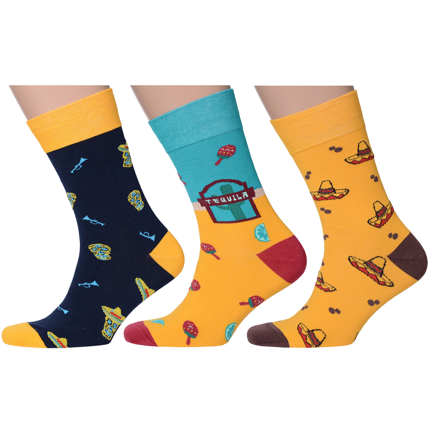 фото Комплект носков мужских moscowsocksclub msk3-м24 синих; желтых; бирюзовых 25