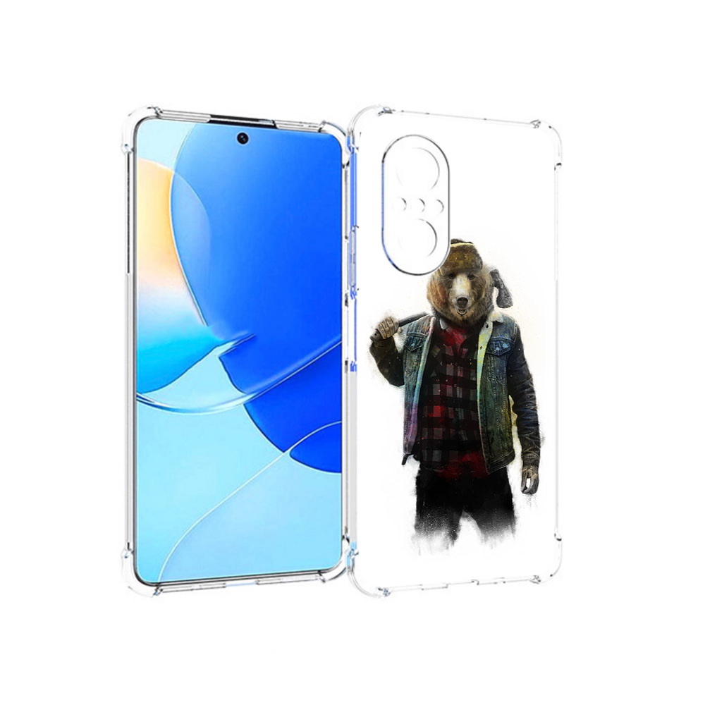 

Чехол MyPads Tocco для Huawei Nova 9 SE медведь с топором, Прозрачный, Tocco