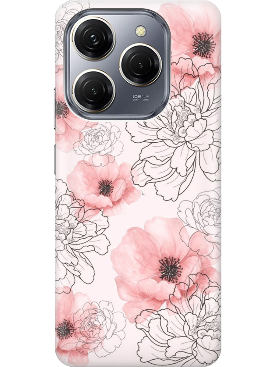 

Силиконовый чехол на Tecno Spark 20 Pro с рисунком "Нежно-розовые цветы", Розовый, 20011920
