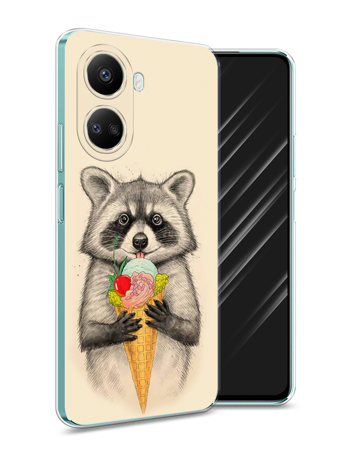 

Чехол Awog на Huawei nova 10 SE "Енот с мороженым", Бежевый;серый, 6109650-10