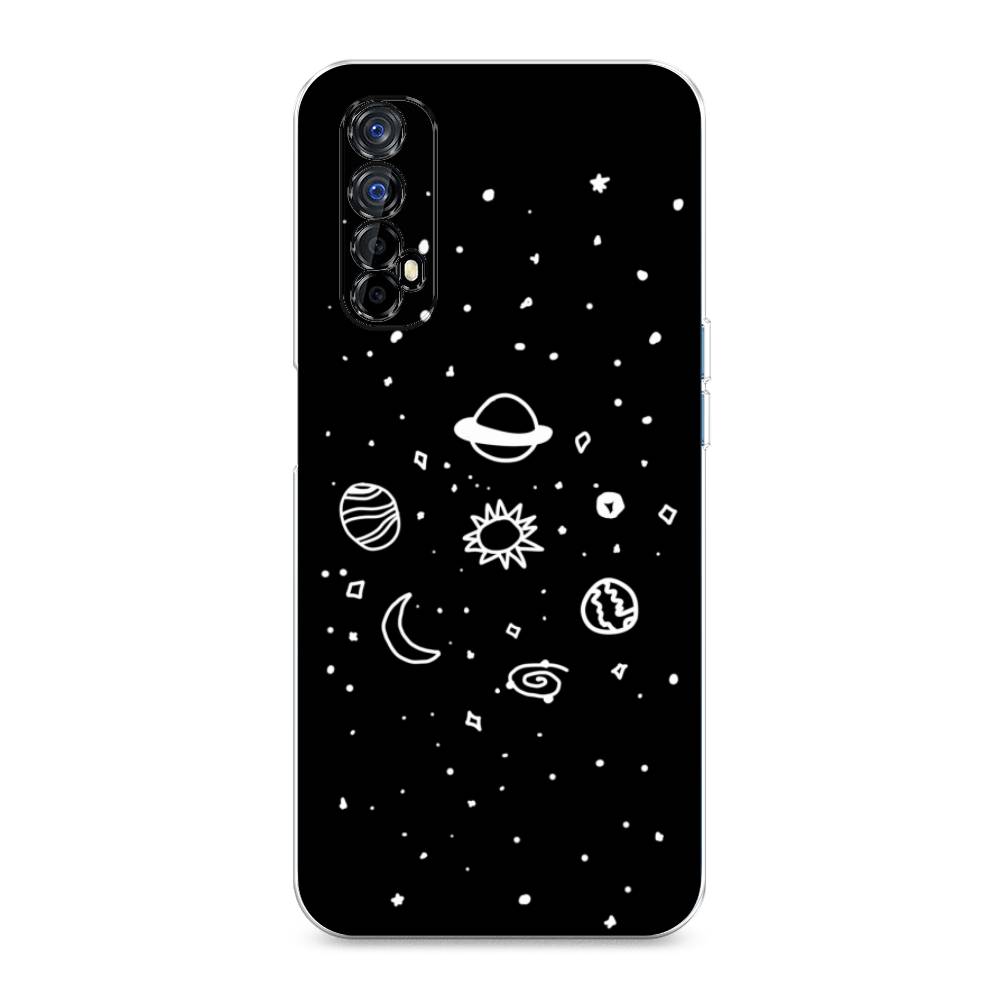 

Чехол на Oppo Realme 7 "Дудл солнечной системы", Бежевый;серый, 254150-2