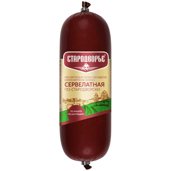 

Колбаса варено-копченая Стародворские Колбасы Сервелатная по-стародворски 400 г
