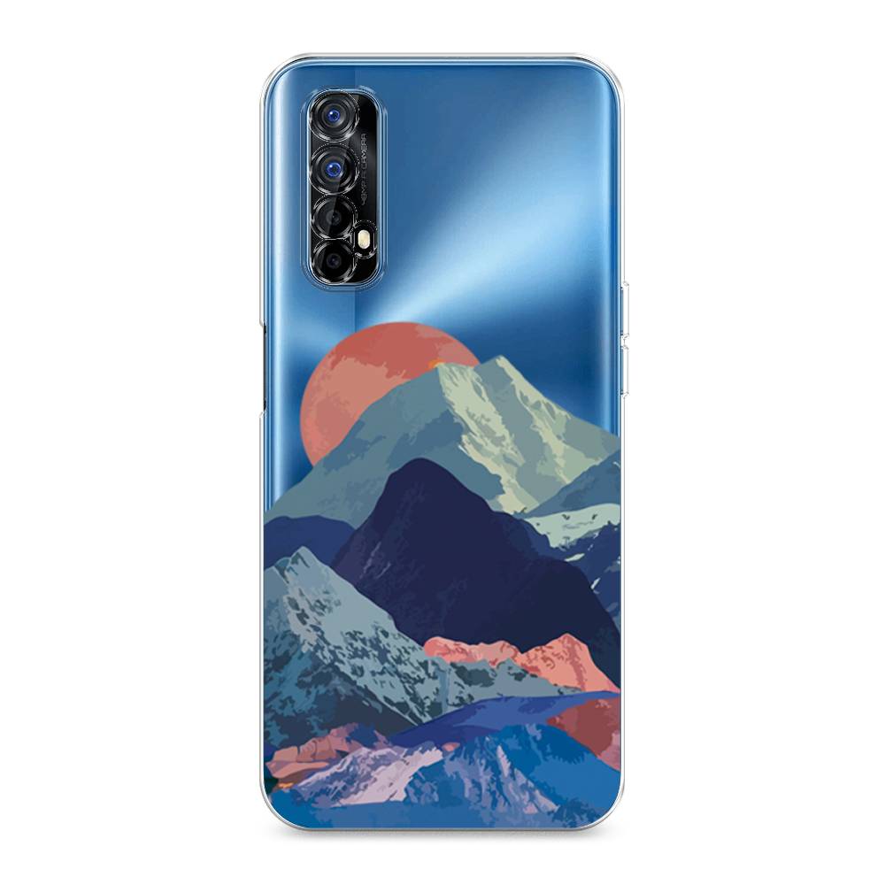

Чехол на Oppo Realme 7 "Закат в снежных горах", Красный;серый;голубой, 254150-2