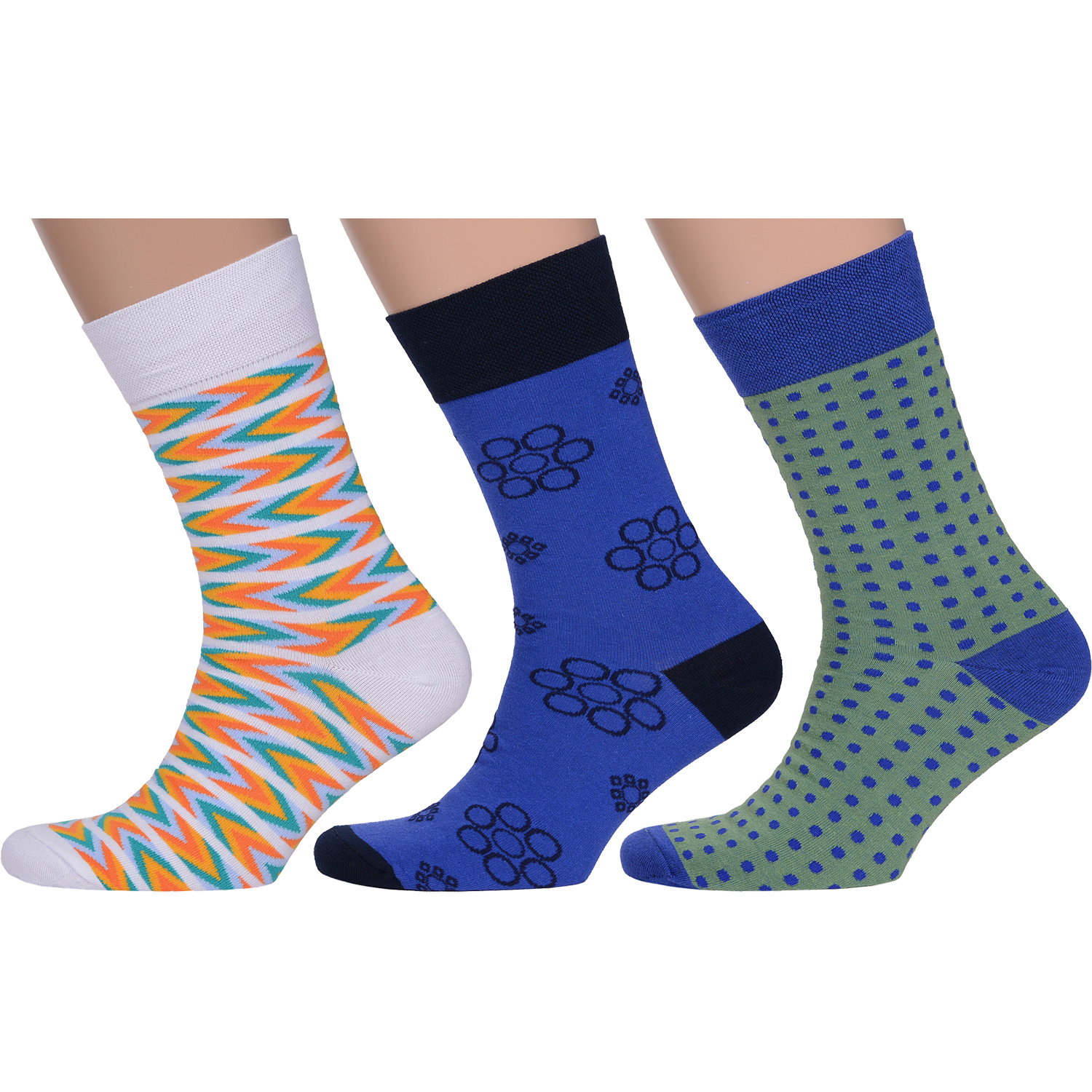 фото Комплект носков мужских moscowsocksclub msk3-м23 белых; синих; зеленых 25