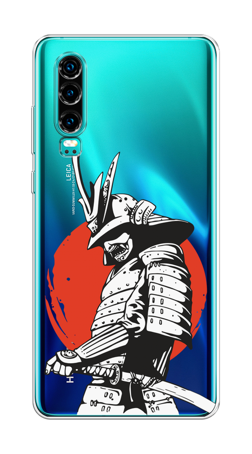 

Чехол на Huawei P30 "Самурай с катаной", Черный;красный;белый, 68550-1
