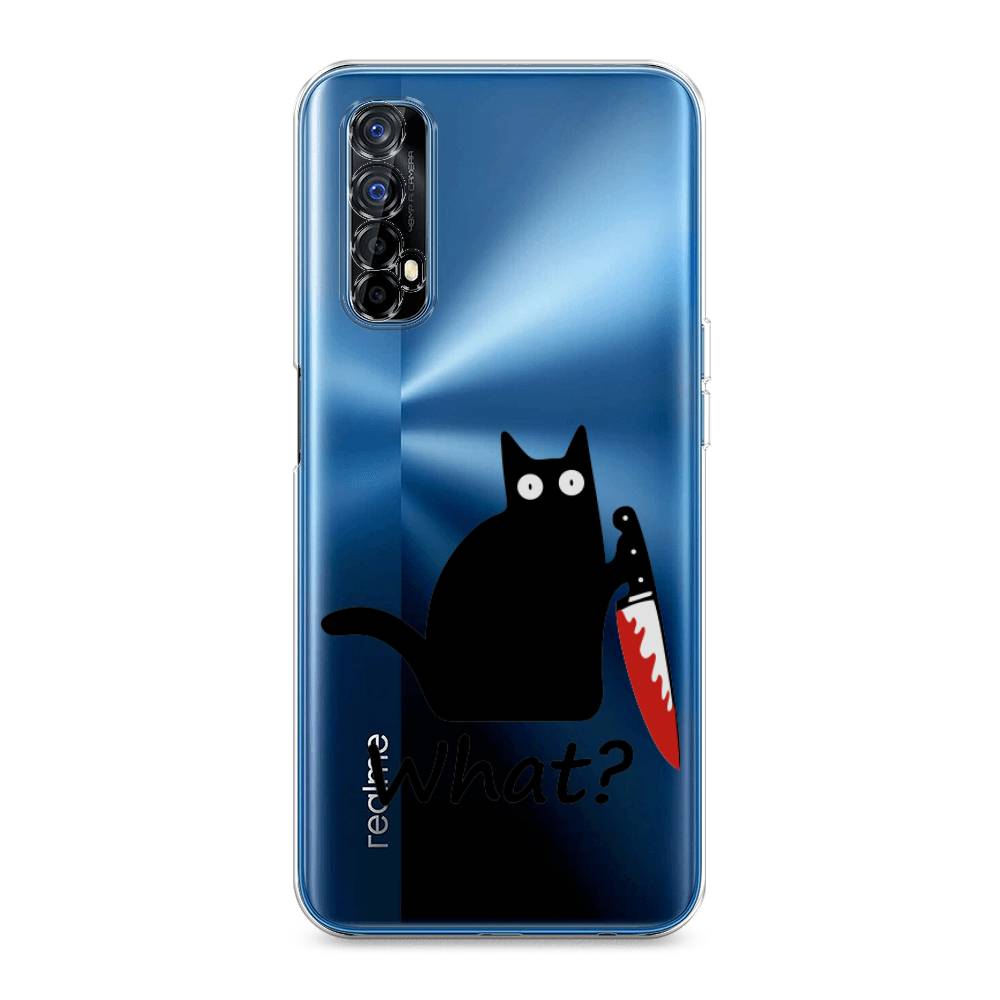 

Чехол на Oppo Realme 7 "Котик с ножом", Черный;красный, 254150-6