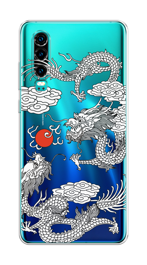 

Чехол на Huawei P30 "Драконы с ножом", Прозрачный;черный;белый, 68550-1