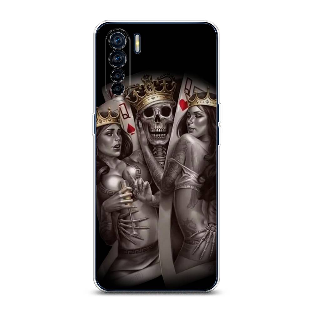 

Чехол для Oppo A91/Reno 3 "Карты король и королевы", Серый;желтый, 254250-6