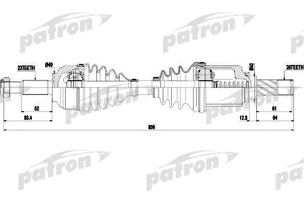 

Полуось МКПП передн лев LADA: LARGUS 12- PATRON PDS0452