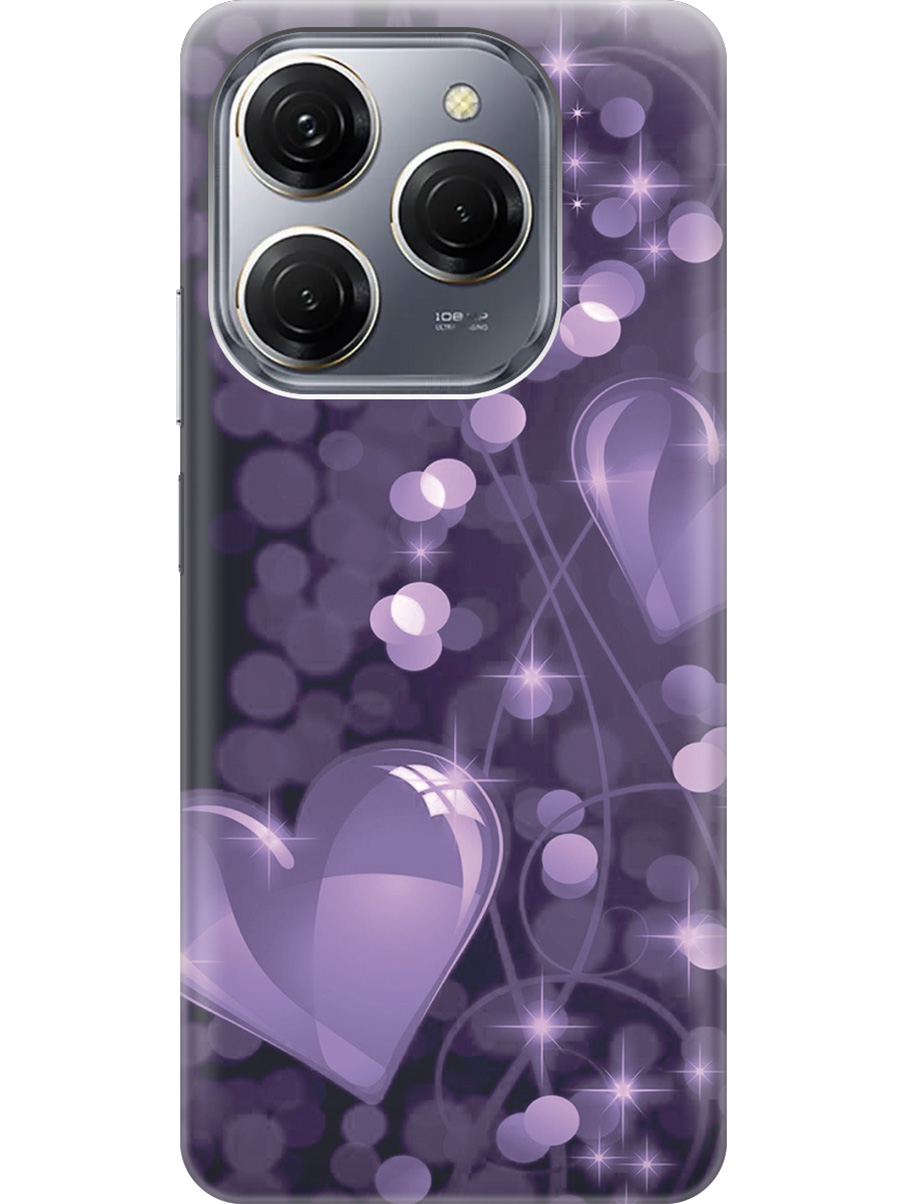 

Силиконовый чехол на Tecno Spark 20 Pro с рисунком "Любовь в фиолетовом цвете", Фиолетовый;черный, 20011920