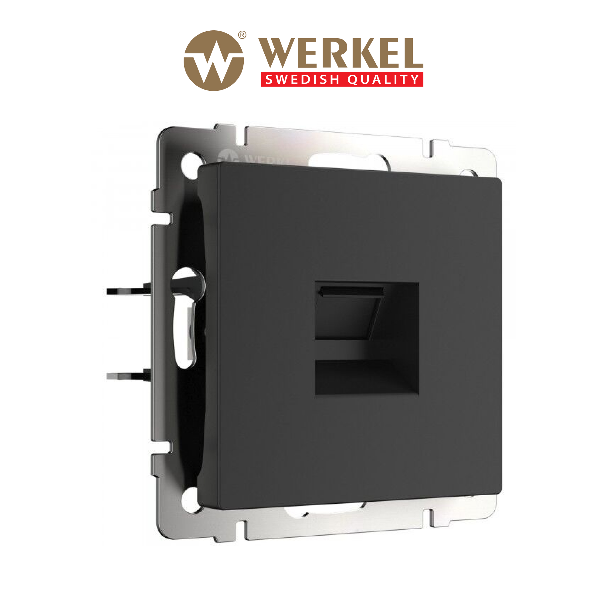 

Встраиваемая розетка Werkel W1182008 RJ-11 в цвете черный матовый, Телефонная розетка RJ-11