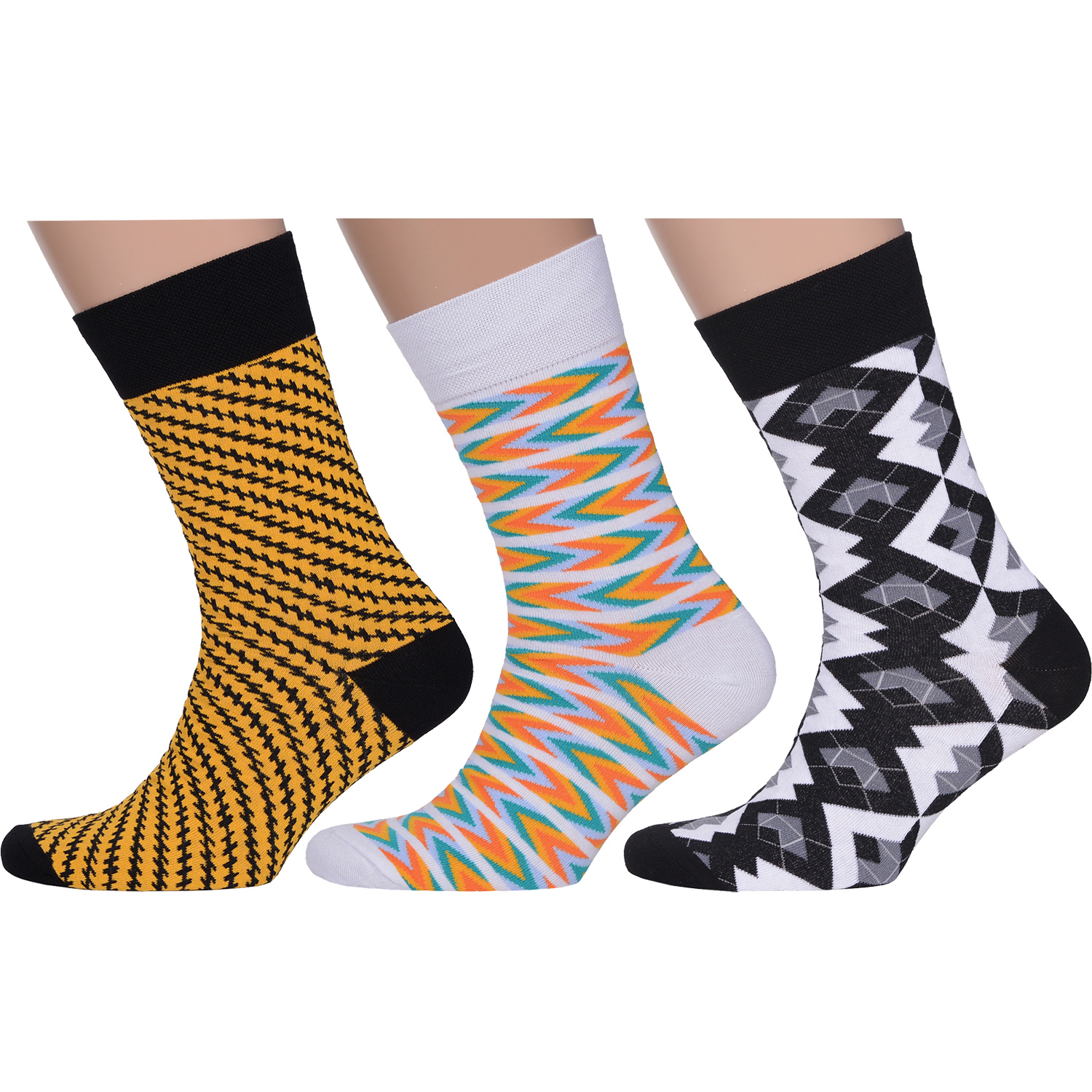 

Комплект носков мужских MoscowSocksClub msk3-М23 белых; желтых; черных 27, msk3-М23