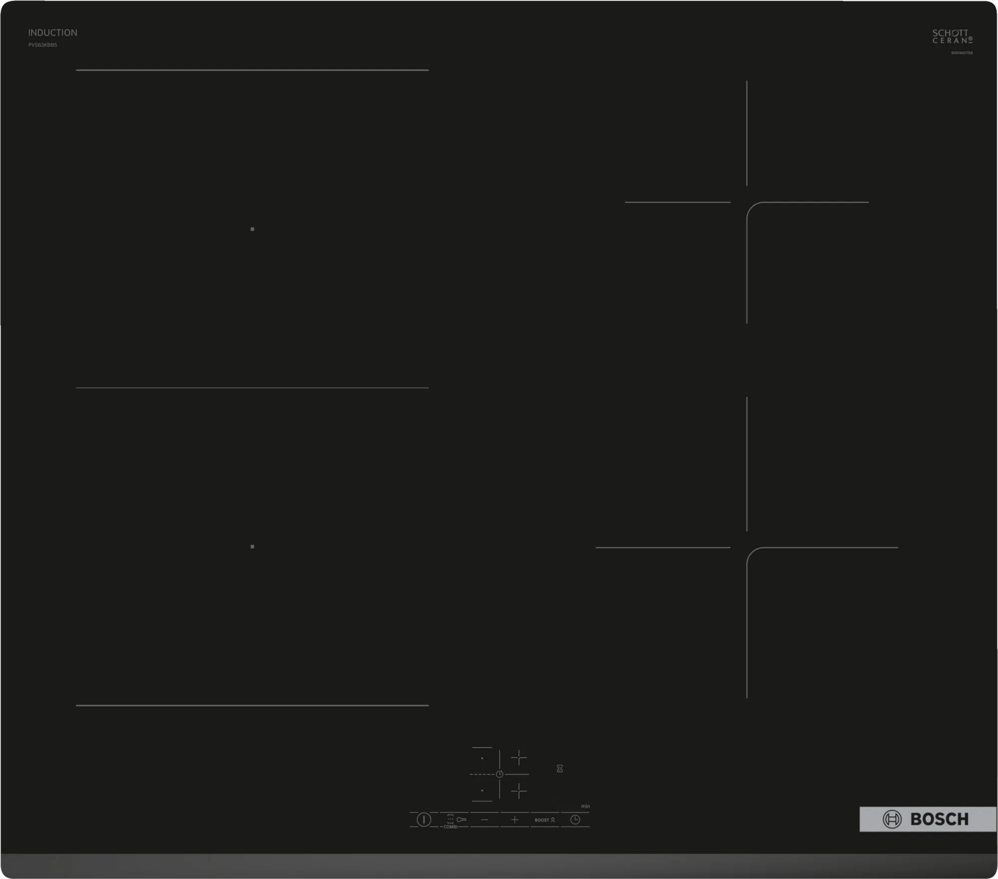фото Встраиваемая варочная панель индукционная bosch pvs63kbb5e черный