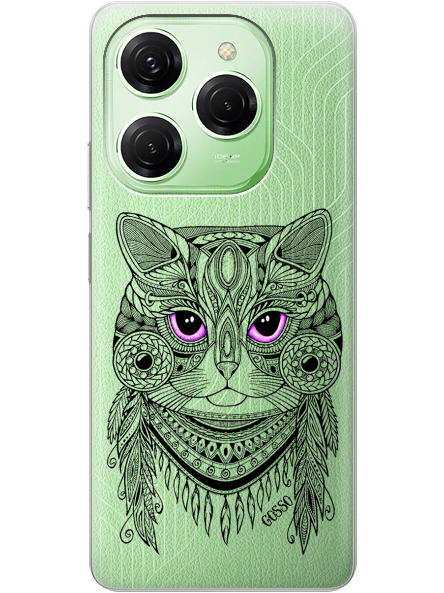 

Силиконовый чехол на Tecno Spark 20 Pro с рисунком "Grand Cat" прозрачный, Прозрачный;фиолетовый;черный, 20011920
