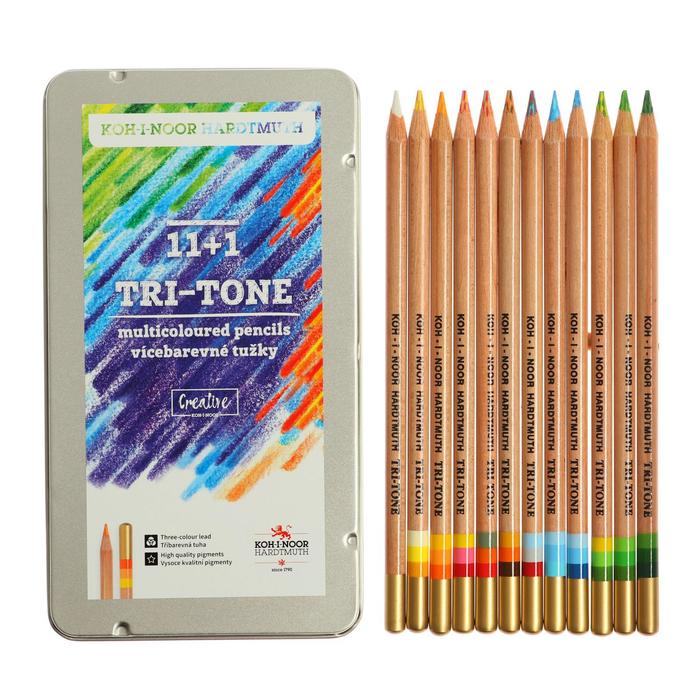 

Карандаши цветные Koh-i-Noor Tri-Tone 3442 3442N12003PLRU, круглый, дерево, 12 цв, Разноцветные