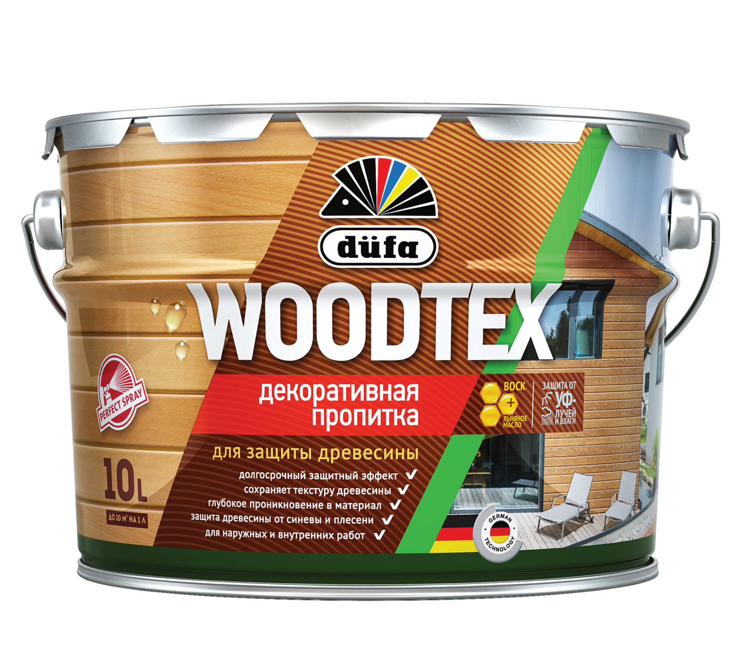 DUFA WOOD TEX Пропитка декоративная орех 10л.