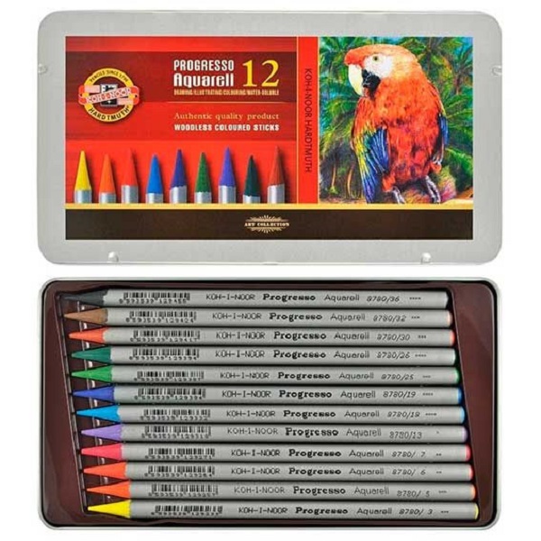 

Карандаши цветные Koh-i-Noor Progresso Aquarell 8782 8782012001PL, круглый, 12 цв