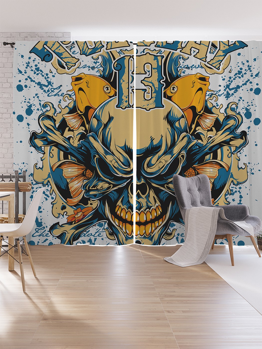 

Шторы под лён JoyArty "Вторник тринадцатое", серия Oxford DeLux, 340х265 см, Вторник тринадцатое