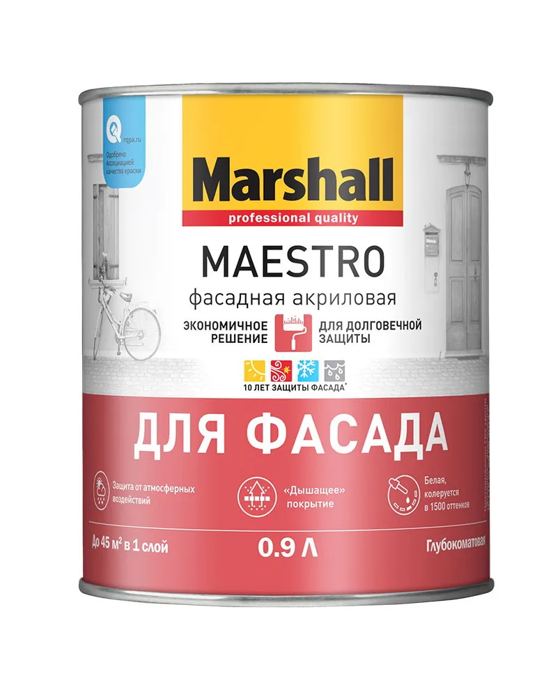 MARSHALL Краска MAESTRO фасадная акриловая BW глубокомат. 18л п/з