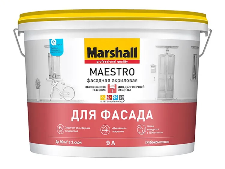 фото Marshall краска maestro фасадная акриловая bc глубокомат. 18л п/з