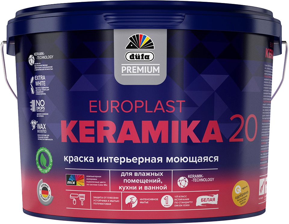 фото Dufa premium вд краска europlast keramika 20 база1 0,9л dulux