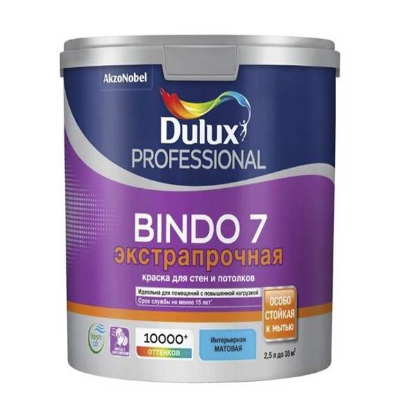 фото Dulux краска в/д professional bindo 7 bw матовая 18 л стройка