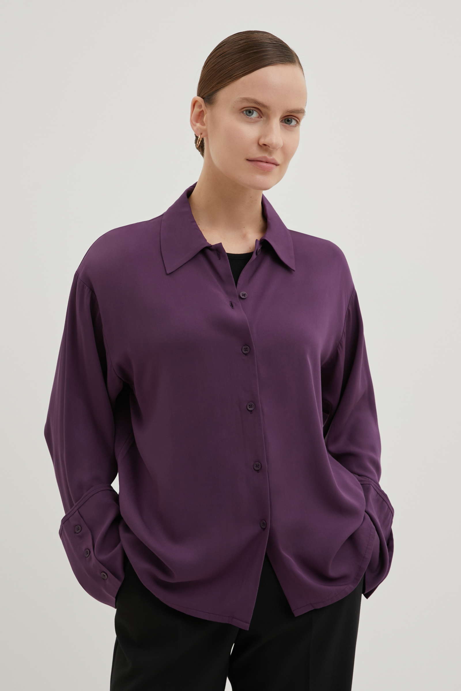 Рубашка женская Finn Flare FBE11039 фиолетовая L