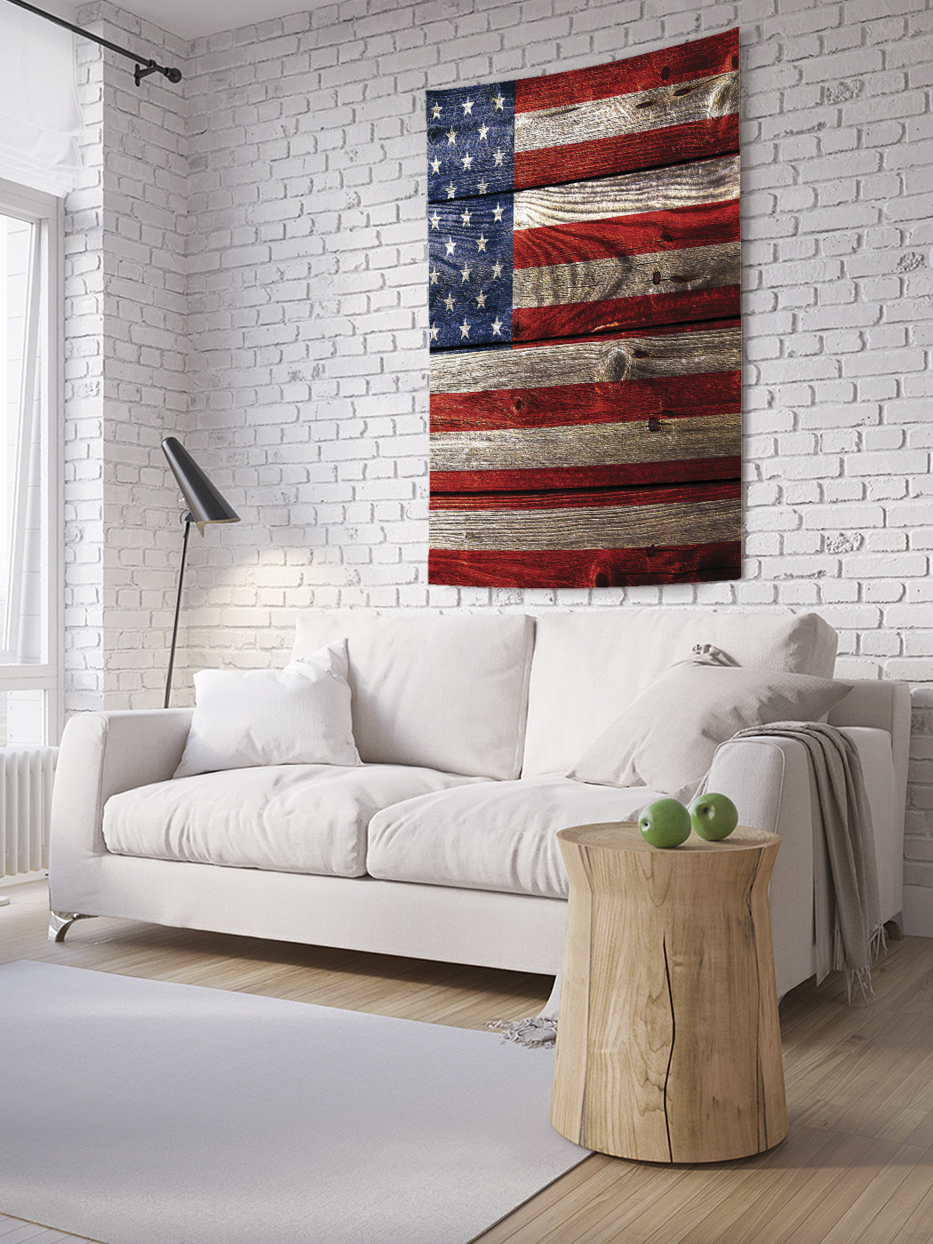 фото Вертикальное фотопанно на стену joyarty "флаг сша на заборе", 150x200 см