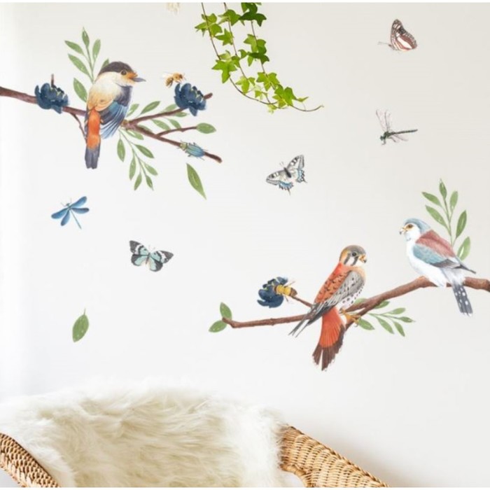 

Наклейка пластик интерьерная цветная Птицы на ветвях 20х30 см, Зеленый;синий