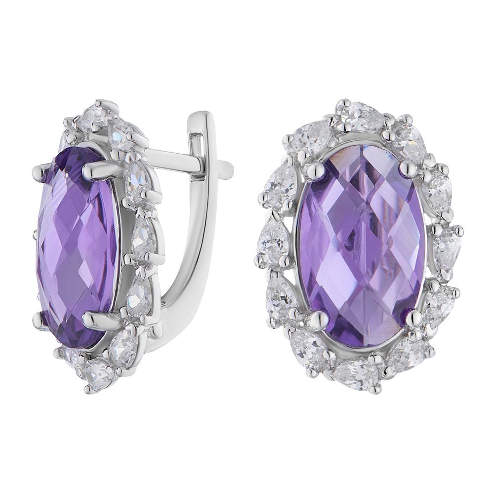 

Серьги из серебра с аметистом/фианитом ЮВЕЛИР КАРАТ PER6240, PER6240