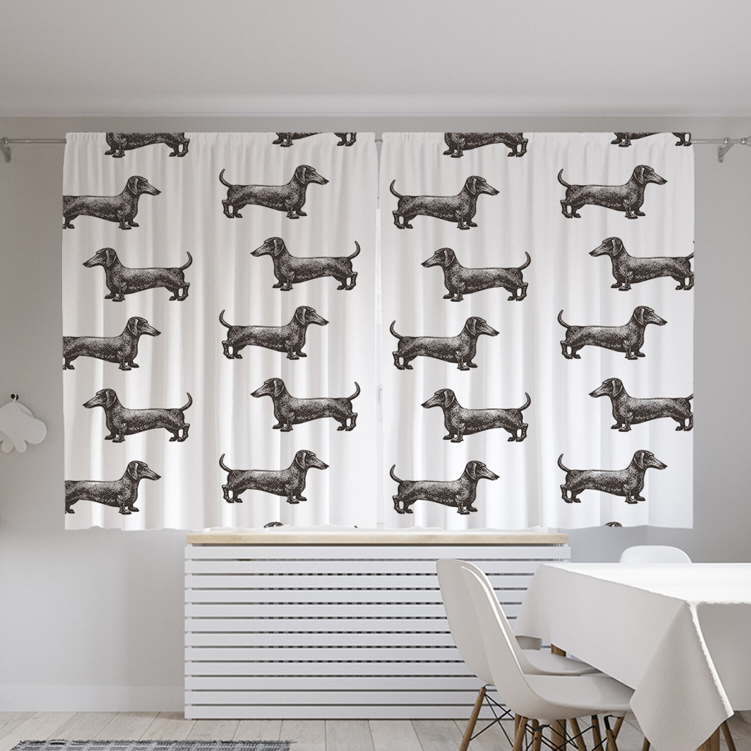 

Шторы с фотопечатью JoyArty "Длинноносая такса" из сатена, 290х180 см, Длинноносая такса