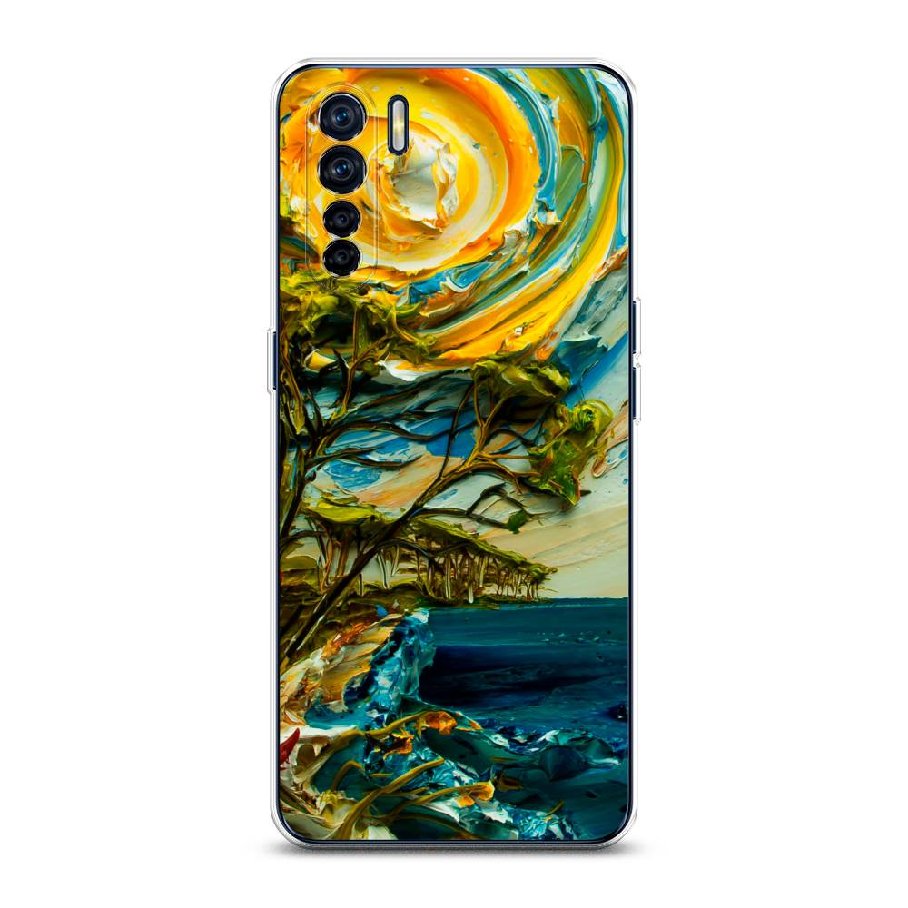

Чехол для Oppo A91/Reno 3 "Солнце живопись", Желтый;синий, 254250-4