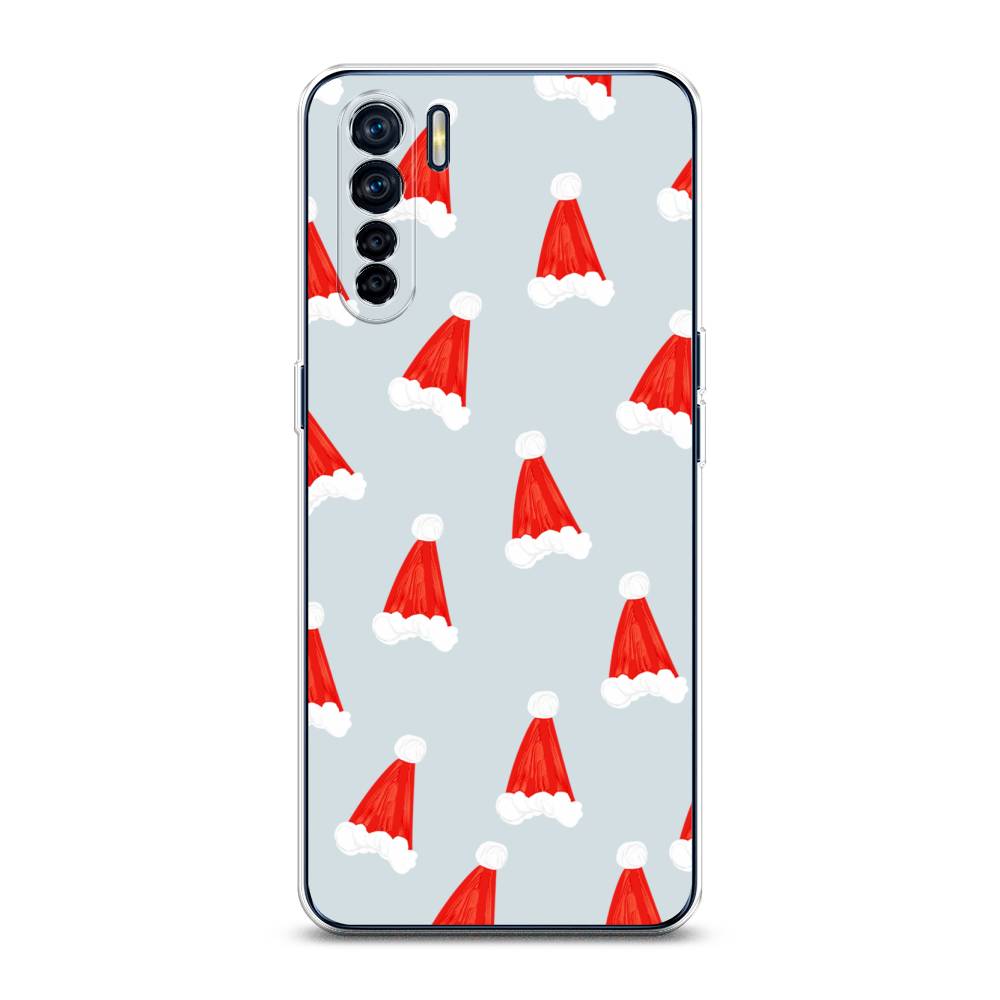 

Чехол для Oppo A91/Reno 3 "Новогодние шапочки", Белый;красный;серый, 254250-5
