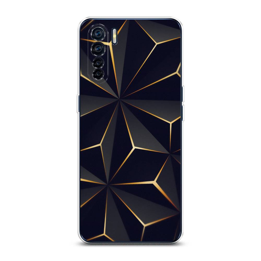 

Чехол для Oppo A91/Reno 3 "Черные полигоны", Золотистый;черный, 254250-3