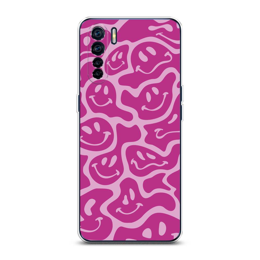 

Чехол для Oppo A91/Reno 3 "Расплывчатые смайлики розовые", Фиолетовый, 254250-6