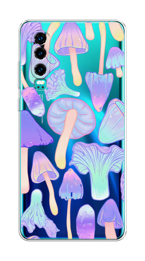 

Чехол на Huawei P30 "Пастельные грибы", Фиолетовый;голубой, 68550-1