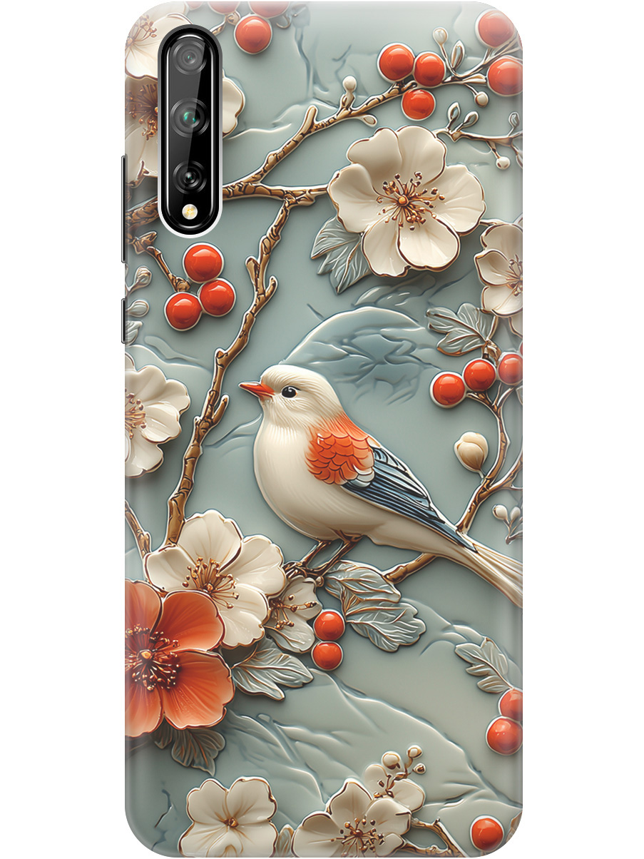 

Силиконовый чехол на Honor 30i / Huawei Y8P с принтом "Птичка и рябина", Прозрачный;белый;красный, 723101123