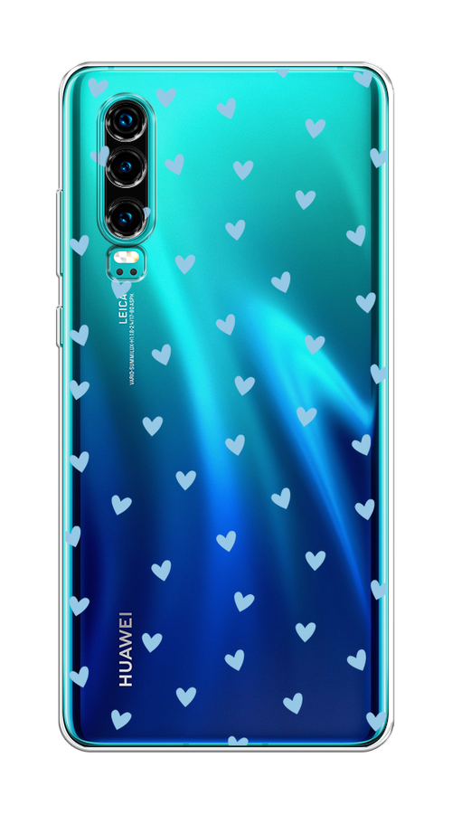 

Чехол на Huawei P30 "Голубые сердечки паттерн", Голубой;прозрачный, 68550-1