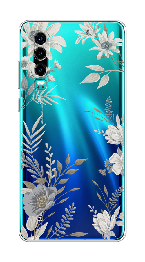 

Чехол на Huawei P30 "Цветы сепия", Серый;прозрачный;зеленый;белый, 68550-1