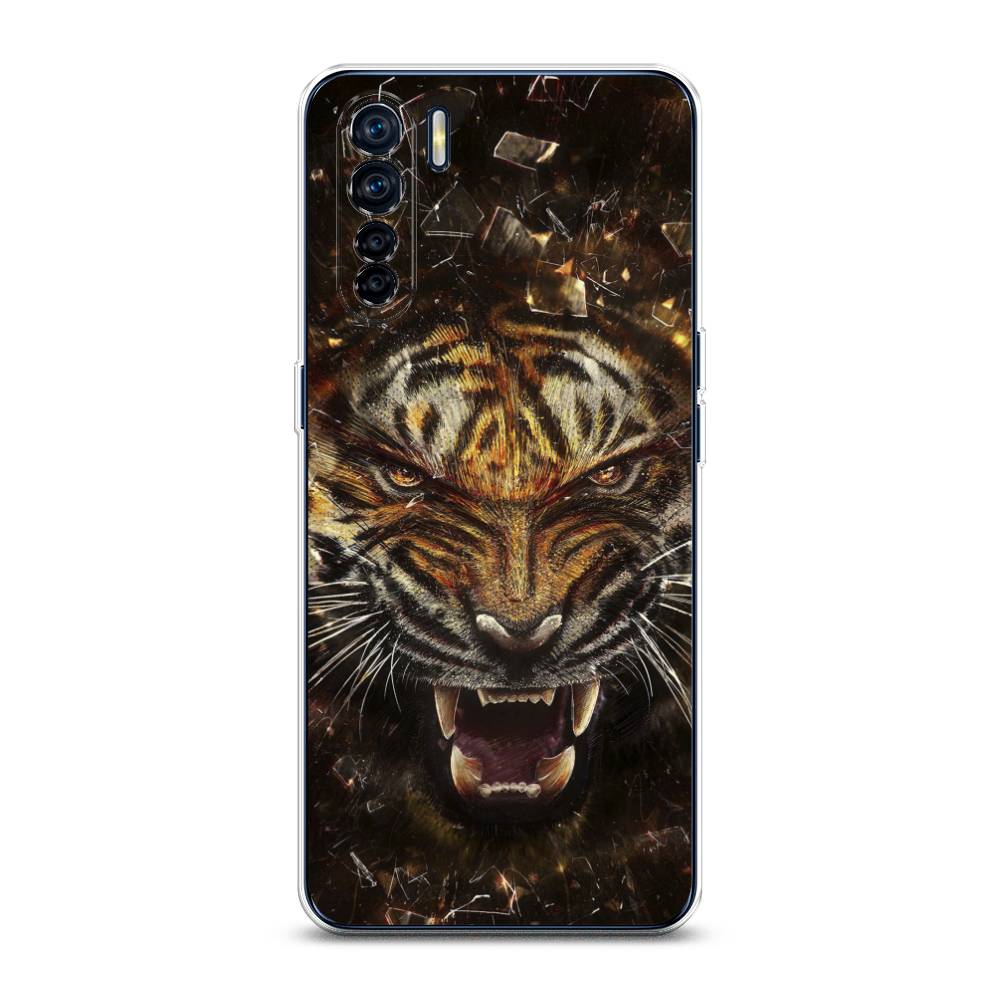

Чехол для Oppo A91/Reno 3 "Тигр осколки", Оранжевый;серый;черный, 254250-1