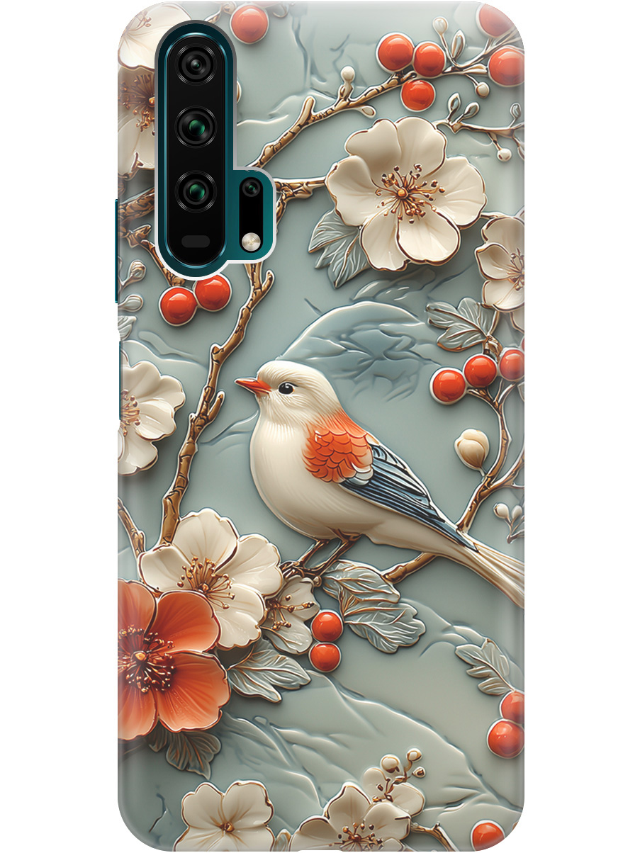 

Силиконовый чехол на Honor 20 Pro с принтом "Птичка и рябина", Прозрачный;белый;красный, 721700723