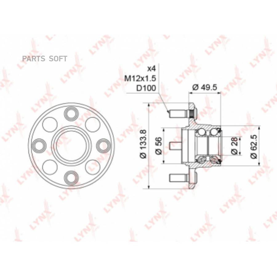 

Ступица задняя в сборе l=r honda civic 91-01/crx/rover 200 lynxauto wh-1203