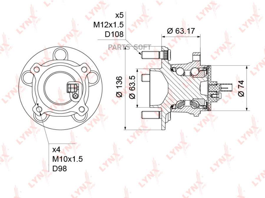 

Ступица задняя в сборе l=r (с датчиком abs) ford focus 2 04-13/ c-max 07-10/ focus c-max 0