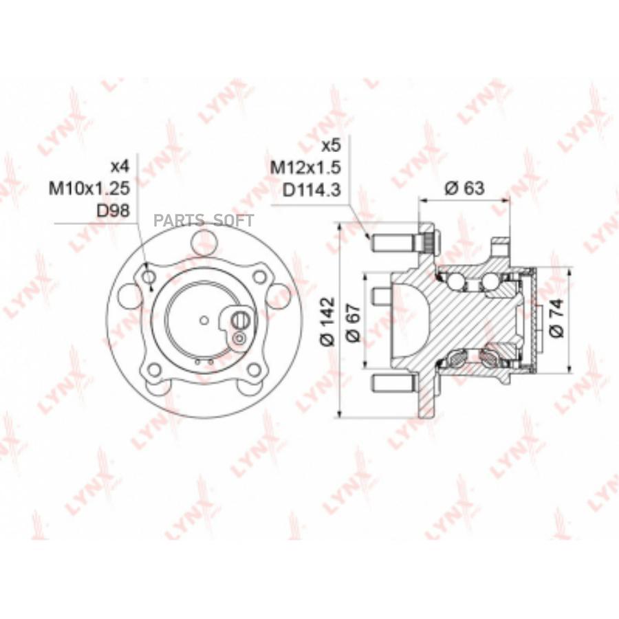 

Ступица задняя в сборе mazda 3 03-> lynxauto wh-1214