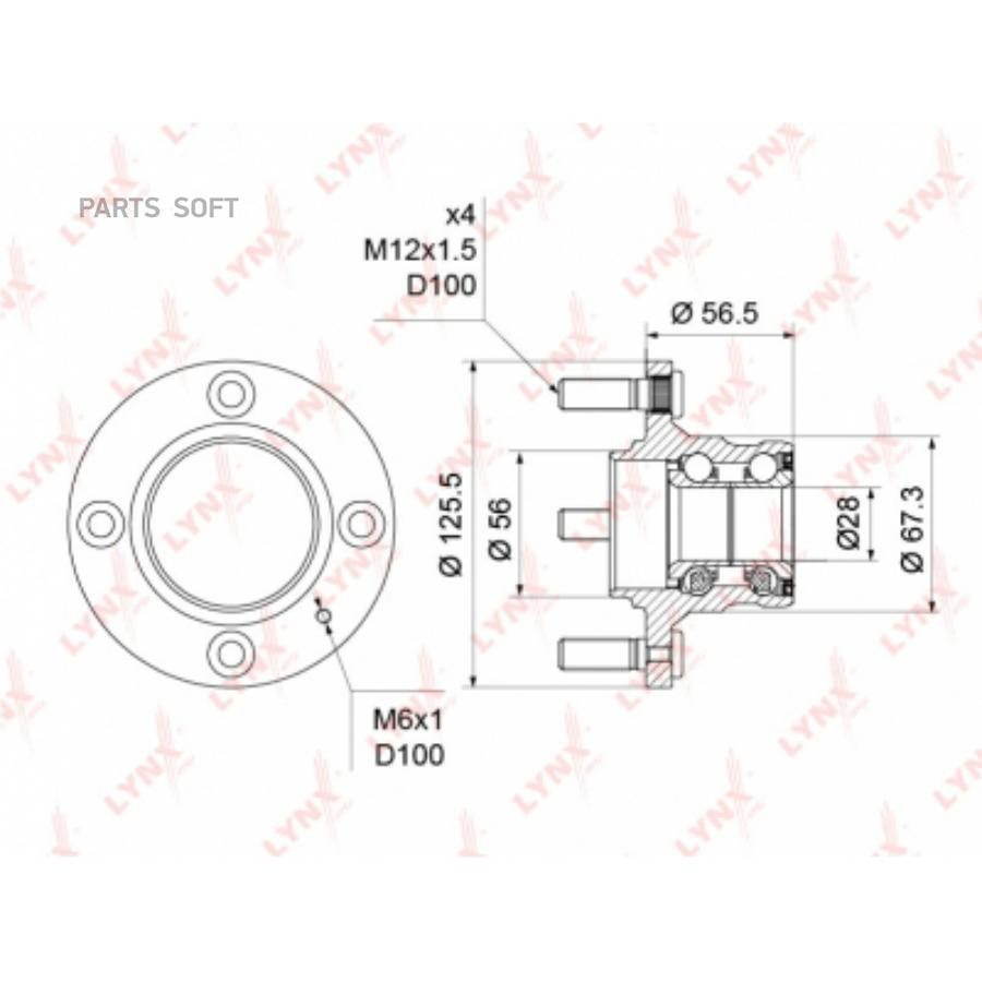 

Ступица задняя в сборе l=r mitsubishi colt iii/lancer 8 /4отв lynxauto wh-1223