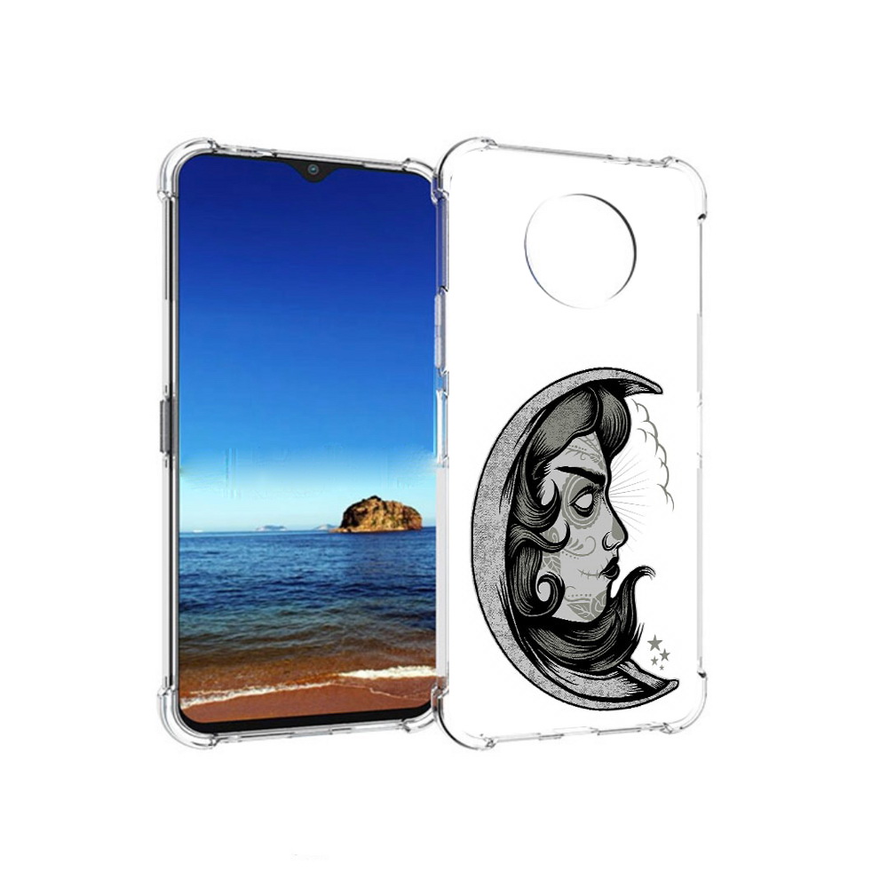 

Чехол MyPads Tocco для Nokia G50 черно белая луна с лицом (PT227056.116.680), Прозрачный, Tocco