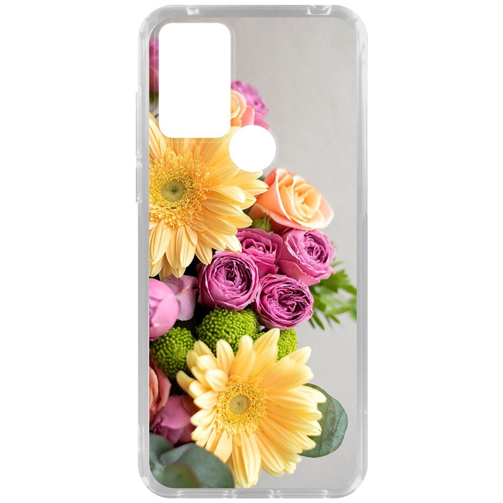 

Чехол-накладка Krutoff Clear Case Букет для TCL 305, Прозрачный