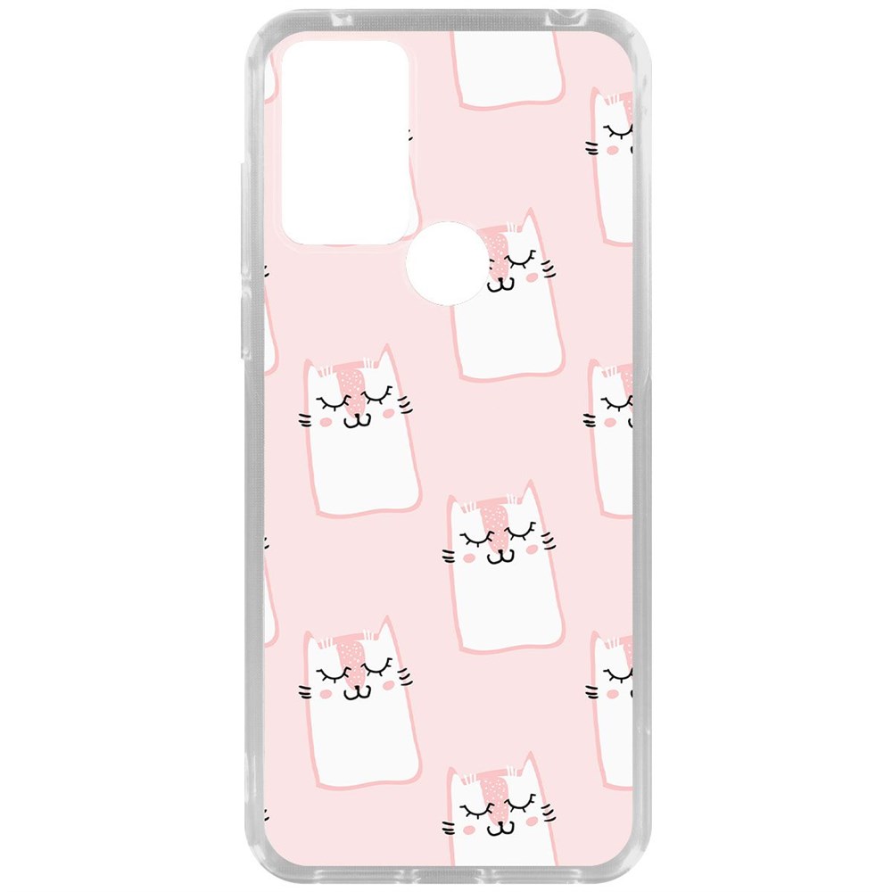 

Чехол-накладка Krutoff Clear Case Котики паттерн для TCL 305, Прозрачный